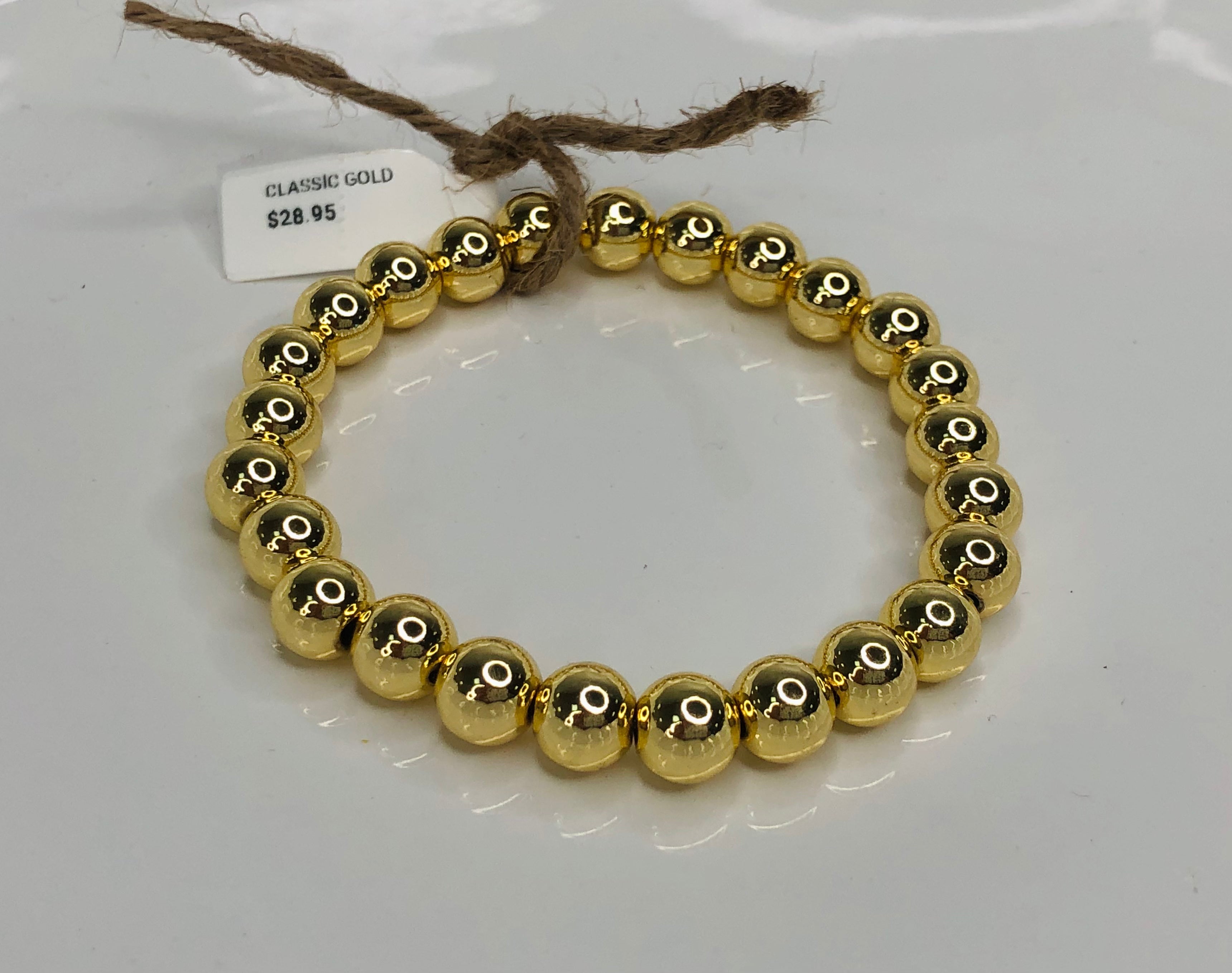 CLASSIC GOLD BEAD BRACELET-8MM