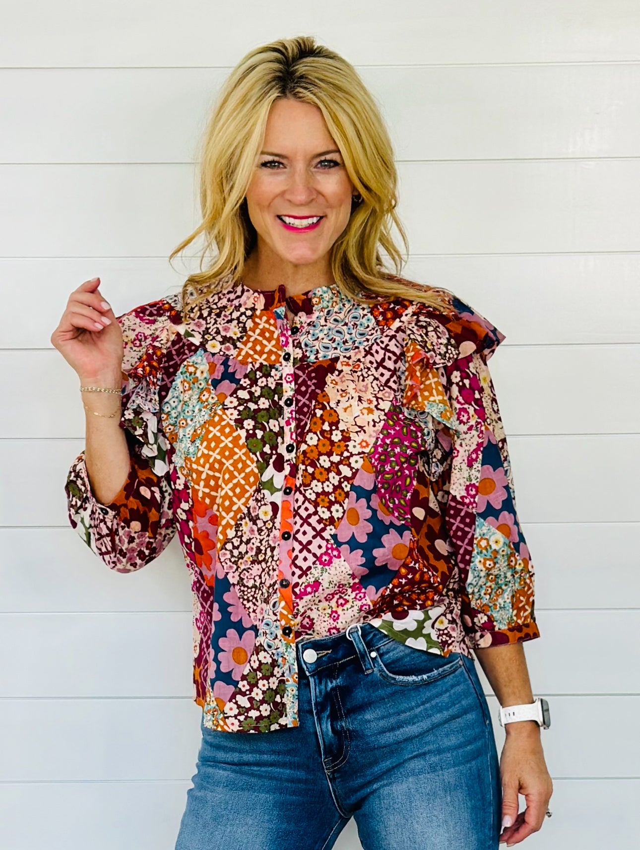 PATCHWORK PEASANT TOP