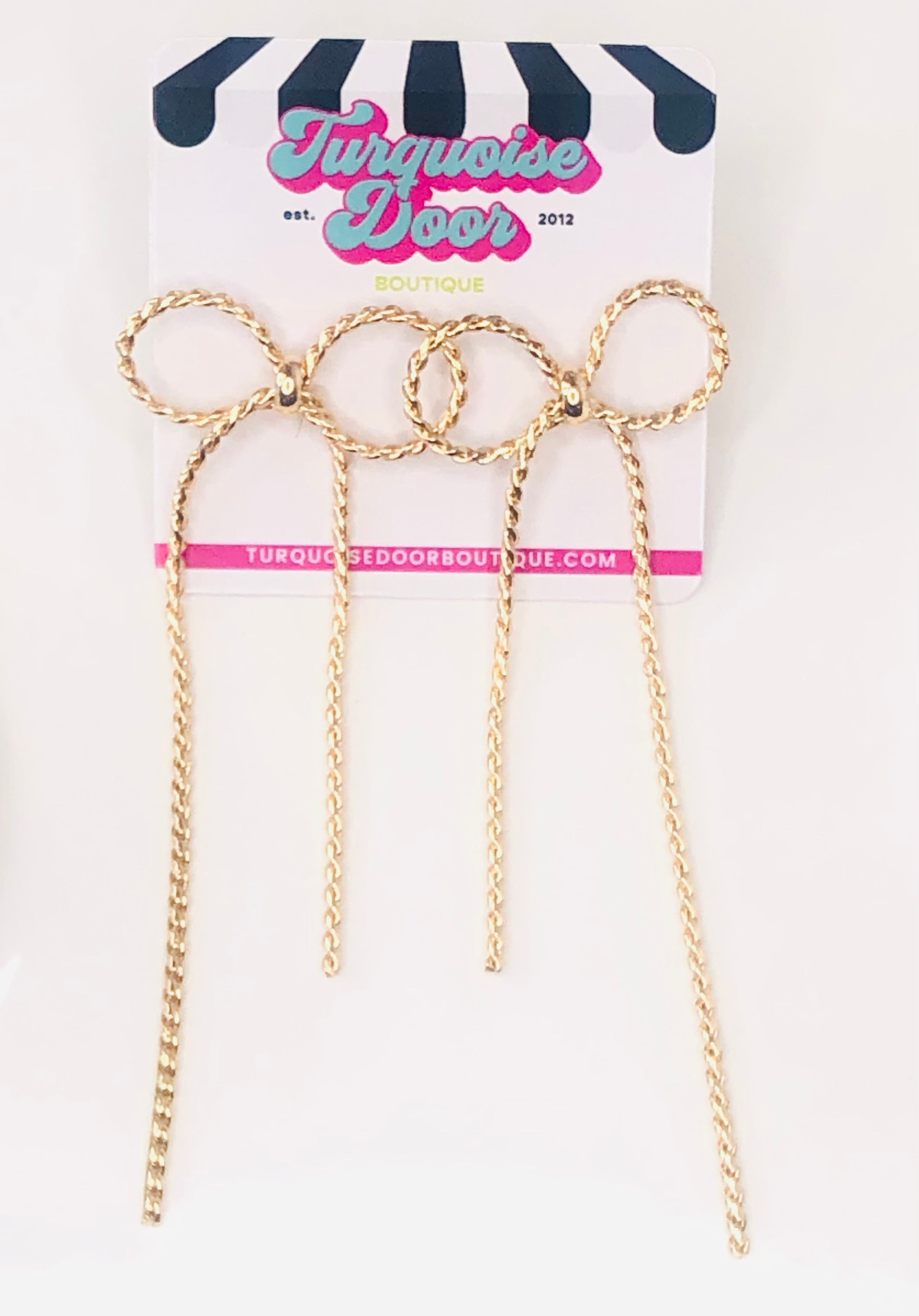 ROPE BOW EARRINGS-GOLD