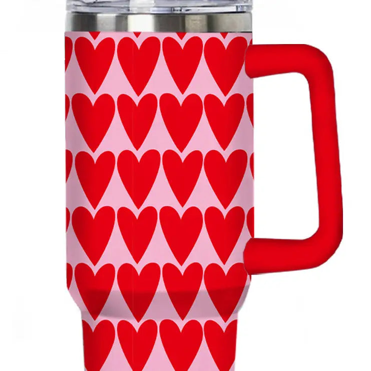 RED HEARTS TUMBLER W/HANDLE 40oz