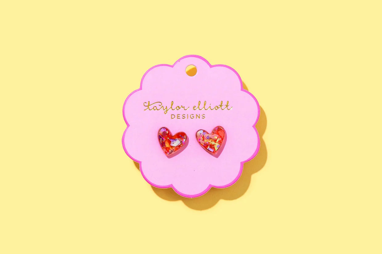 CONFETTI HEART STUD EARRINGS