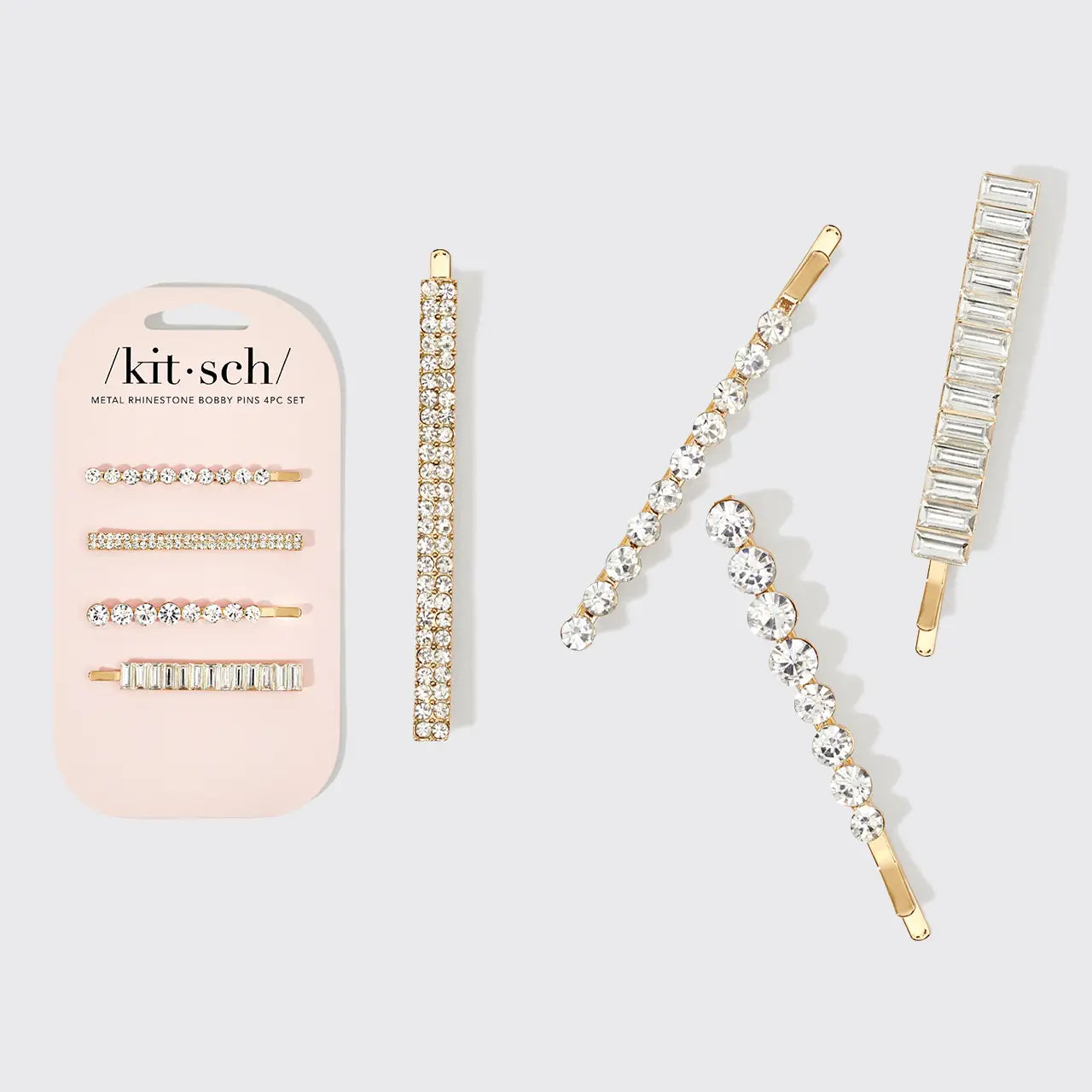 KITSCH-RHINESTONE BOBBY PINS SET