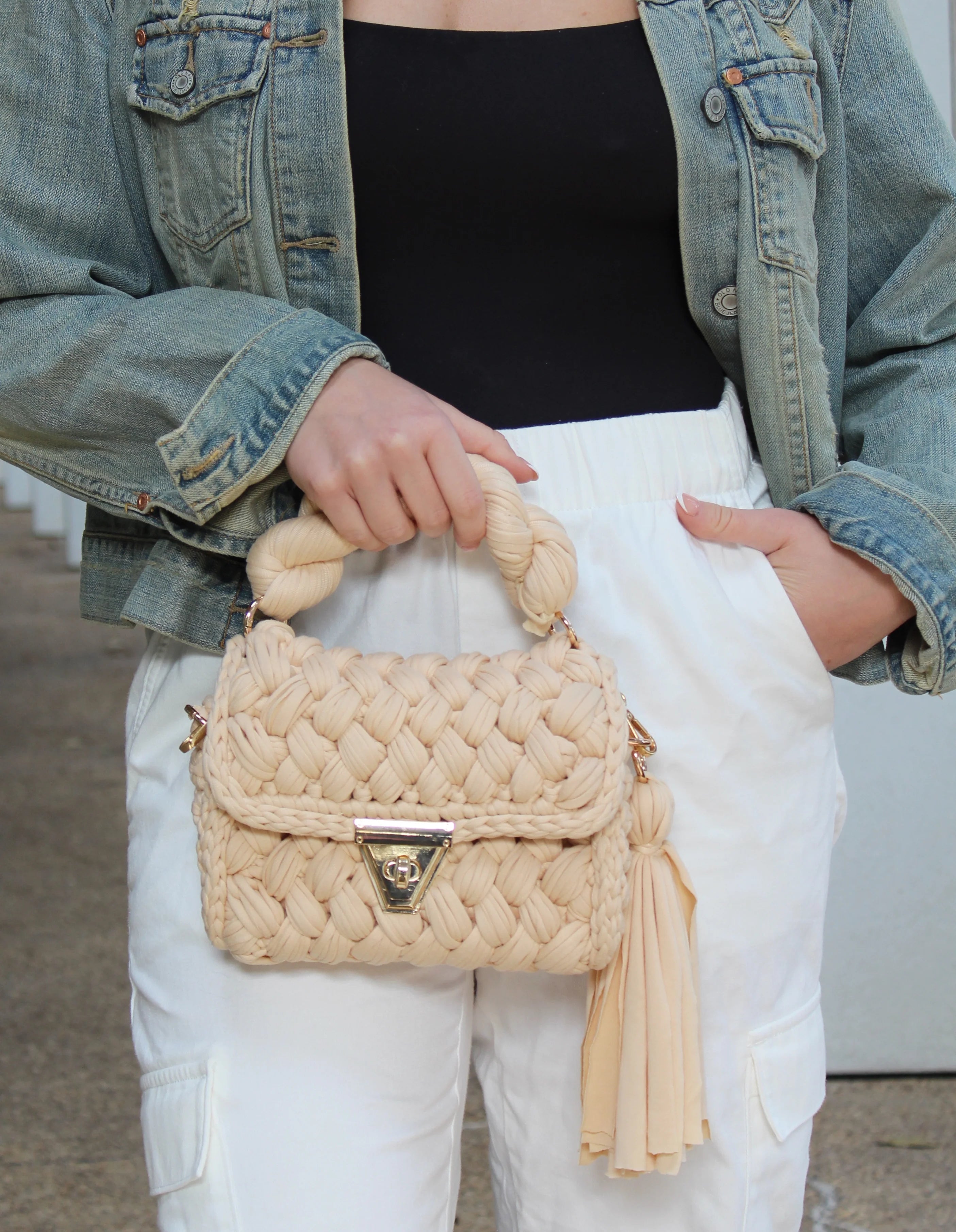 MONTEGO WOVEN BAG-IVORY