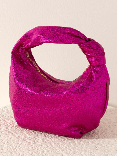 CHRISSY KNOTTED METALLIC BAG-MAGENTA