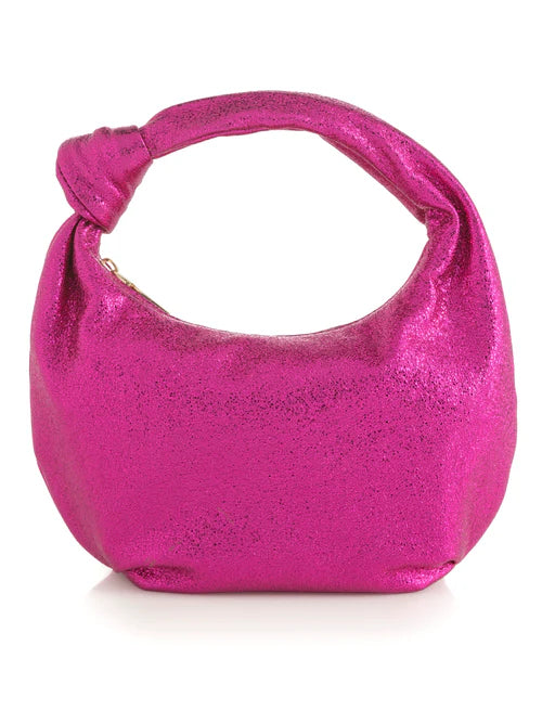 CHRISSY KNOTTED METALLIC BAG-MAGENTA