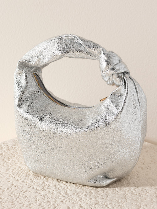 CHRISSY KNOTTED METALLIC BAG-SILVER