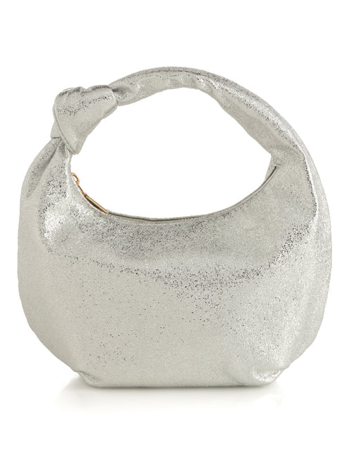 CHRISSY KNOTTED METALLIC BAG-SILVER