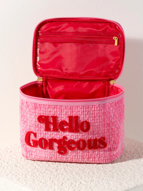 HELLO GORGEOUS COSMETIC CASE-PINK