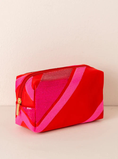 CARA DIAGONAL STRIPE ZIP POUCH