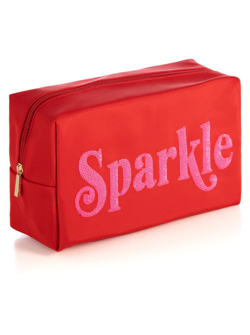 CARA SPARKLE ZIP POUCH-RED