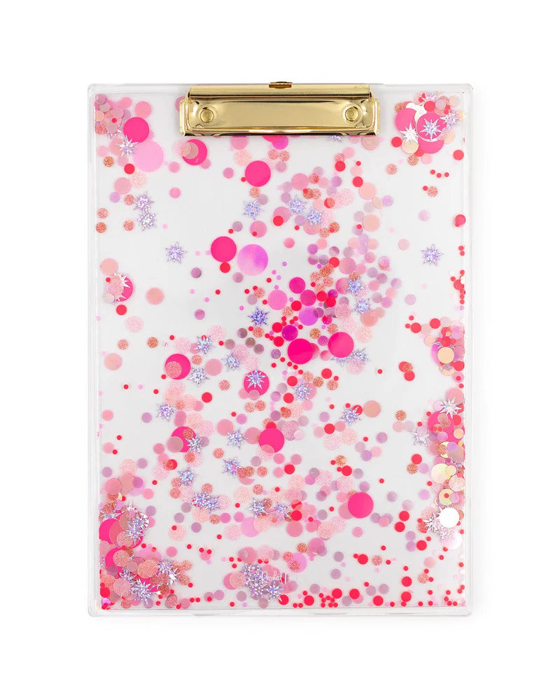 PINK CONFETTI CLEAR CLIPBOARD