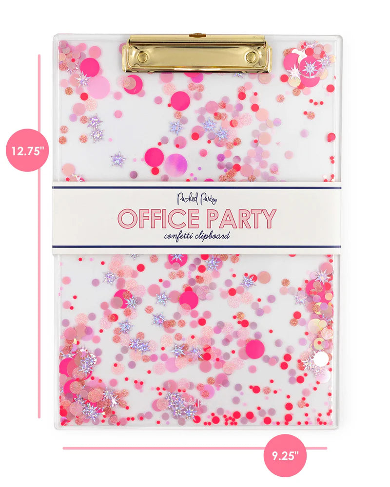 PINK CONFETTI CLEAR CLIPBOARD