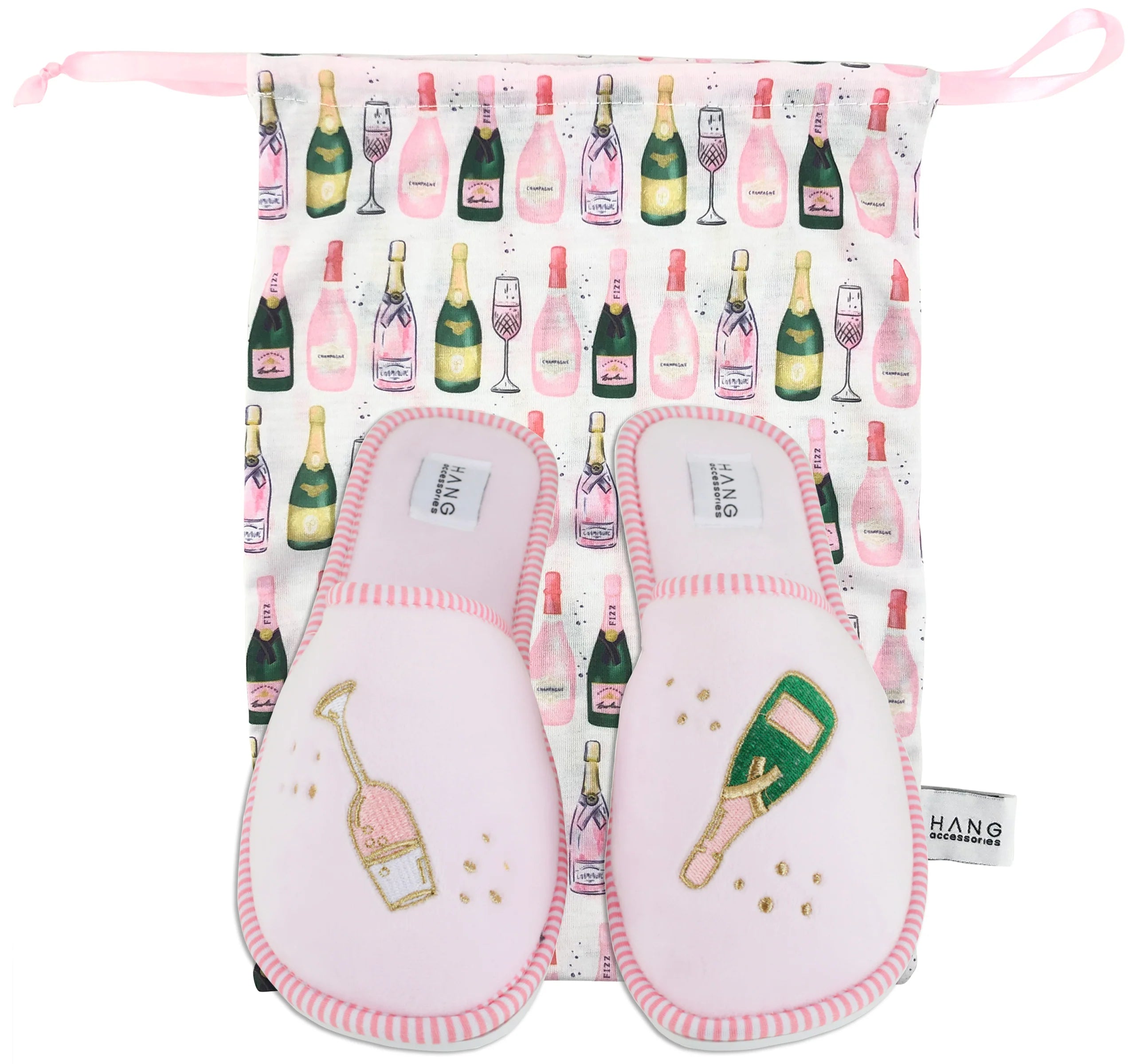 TRAVEL SLIPPERS POUCH SET-CHAMPAGNE LRG