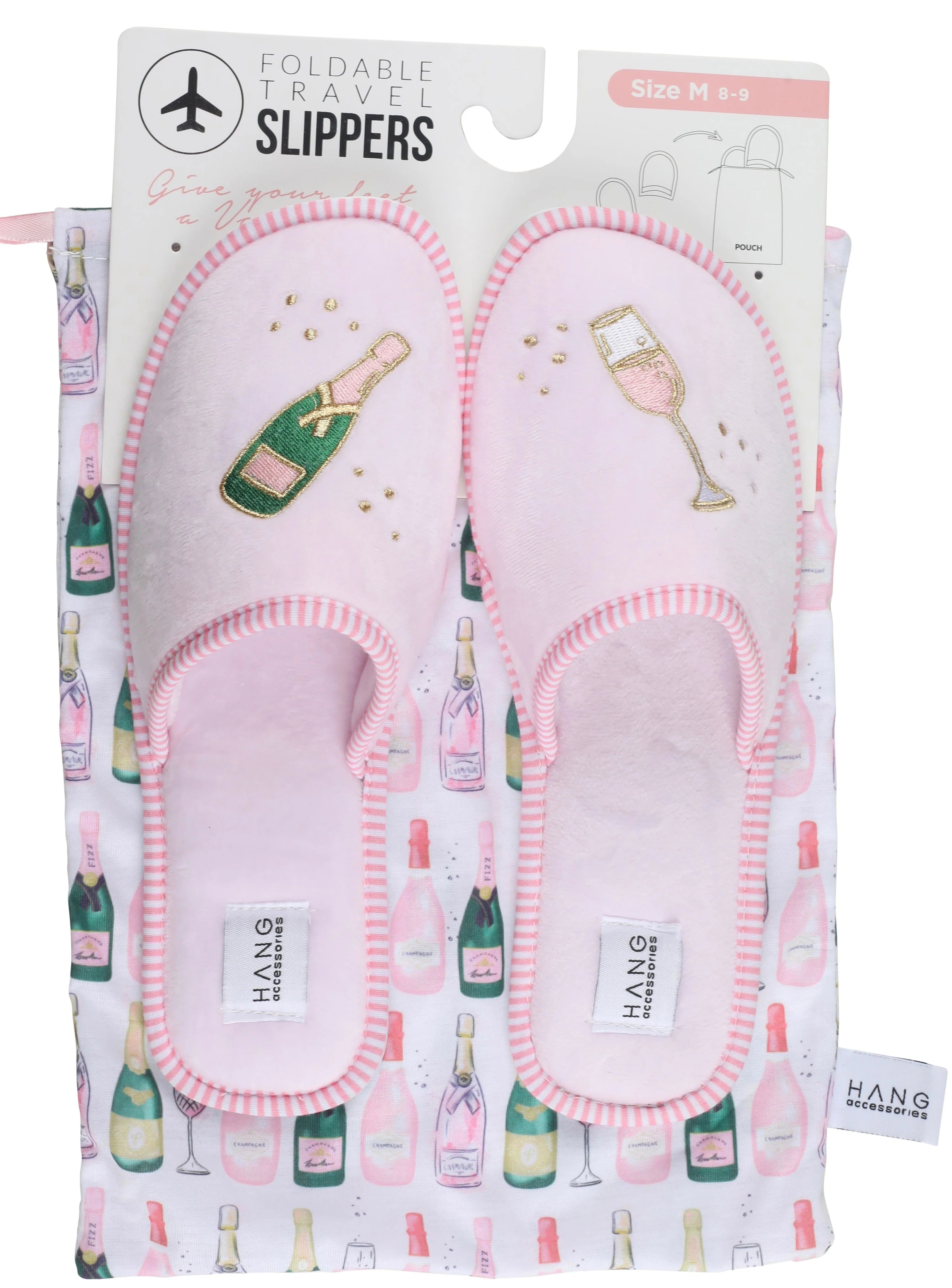 TRAVEL SLIPPERS POUCH SET-CHAMPAGNE LRG